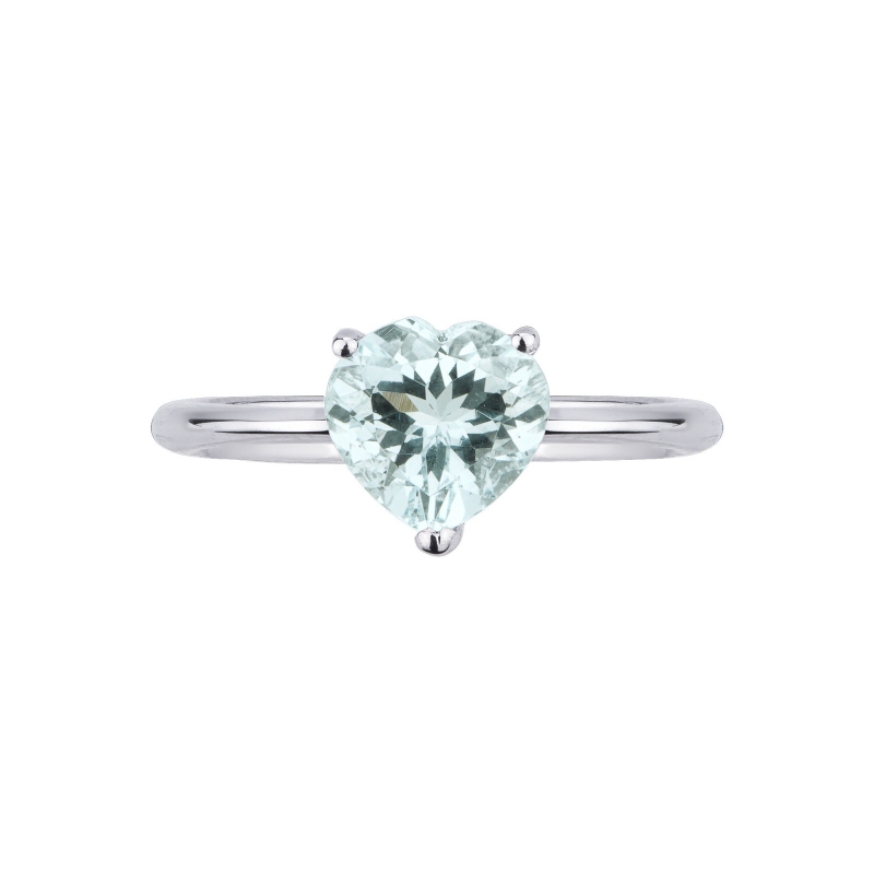 White gold 18k ring with aquamarine heart cut