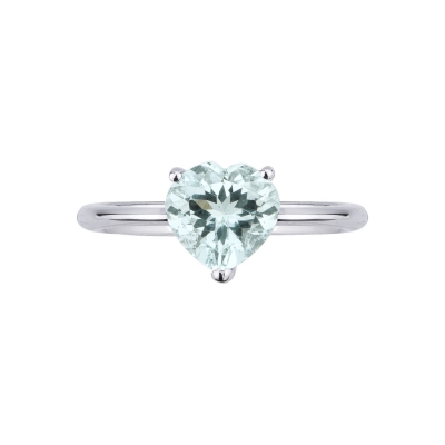 White gold 18k ring with aquamarine heart cut