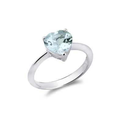 White gold 18k ring with aquamarine heart cut