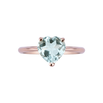 Rosé gold 18k ring with aquamarine heart cut
