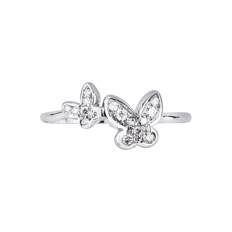 18k white gold ring with diamonds butterfly 