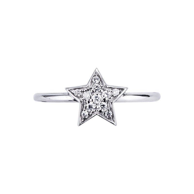 18k white gold with a big diamonds star 