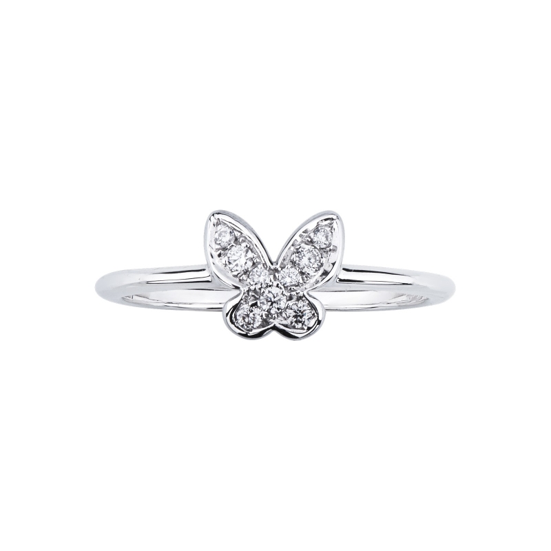 18k white gold ring with diamonds butterfly