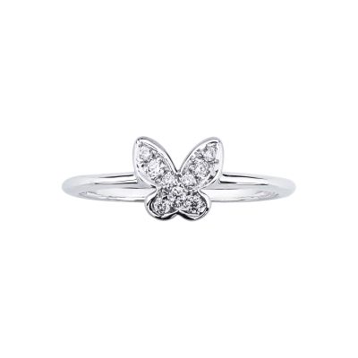 18k white gold ring with diamonds butterfly