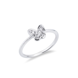 18k white gold ring with diamonds butterfly