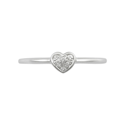 18k white gold ring with little diamonds heart 