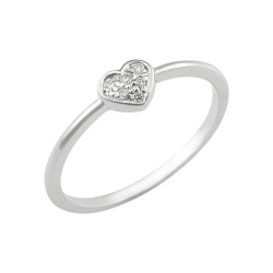 18k white gold ring with little diamonds heart 