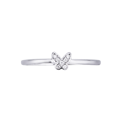 18k white gold ring with little diamonds butterfly