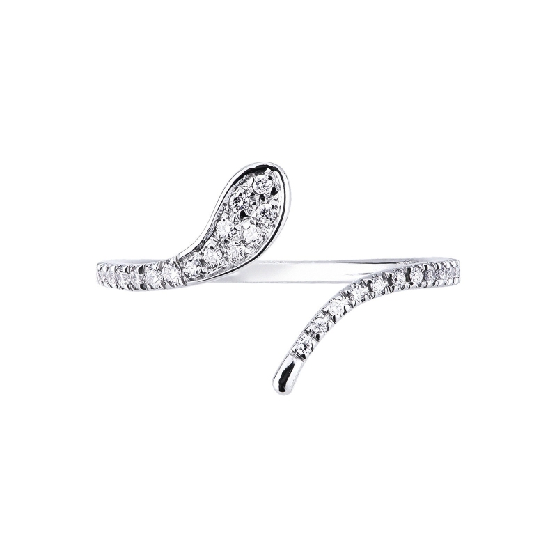 18k white gold snake ring with diamonds 