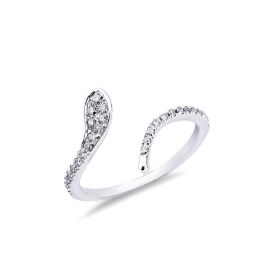 18k white gold snake ring with diamonds 