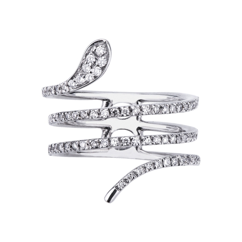 Snake ring with diamonds in 18k white gold 