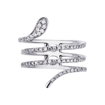 Snake ring with diamonds in 18k white gold 