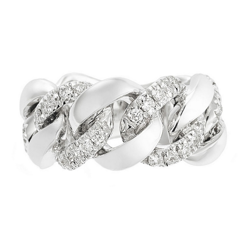 Groumette ring with diamonds in white gold 18k