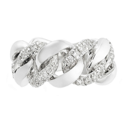 Groumette ring with diamonds in white gold 18k