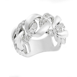 Groumette ring with diamonds in white gold 18k