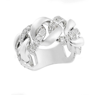 Groumette ring with diamonds in white gold 18k