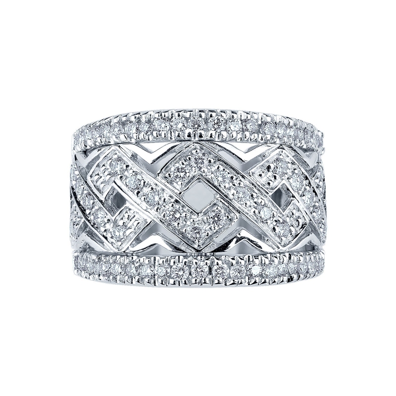 Band ring with diamonds in white gold 18k 