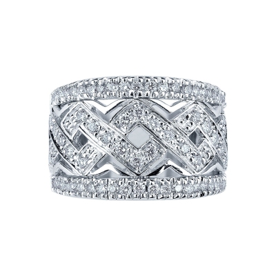 Band ring with diamonds in white gold 18k 