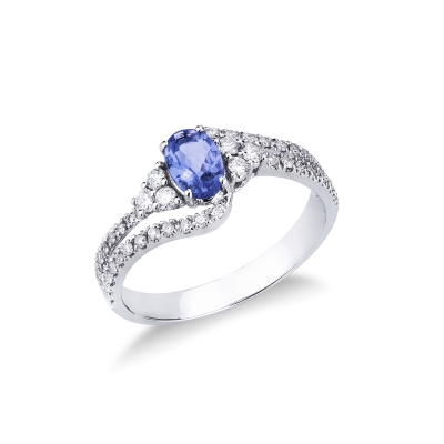 ANELLO CON BRILLANTI E TANZANITE