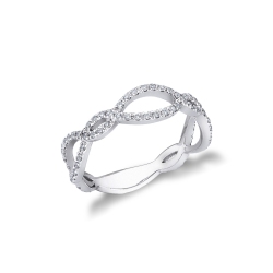 Wavy ring in white gold 18k with diamonds 