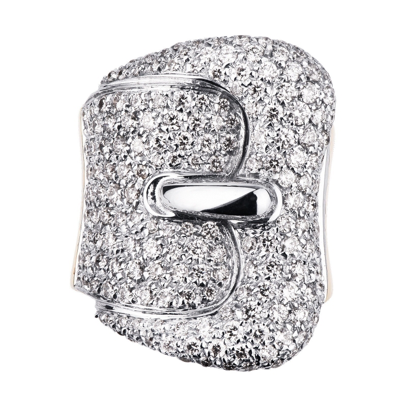 Rosé gold 18k buckle ring with diamonds 