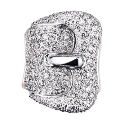 Rosé gold 18k buckle ring with diamonds 