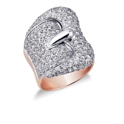 Rosé gold 18k buckle ring with diamonds 