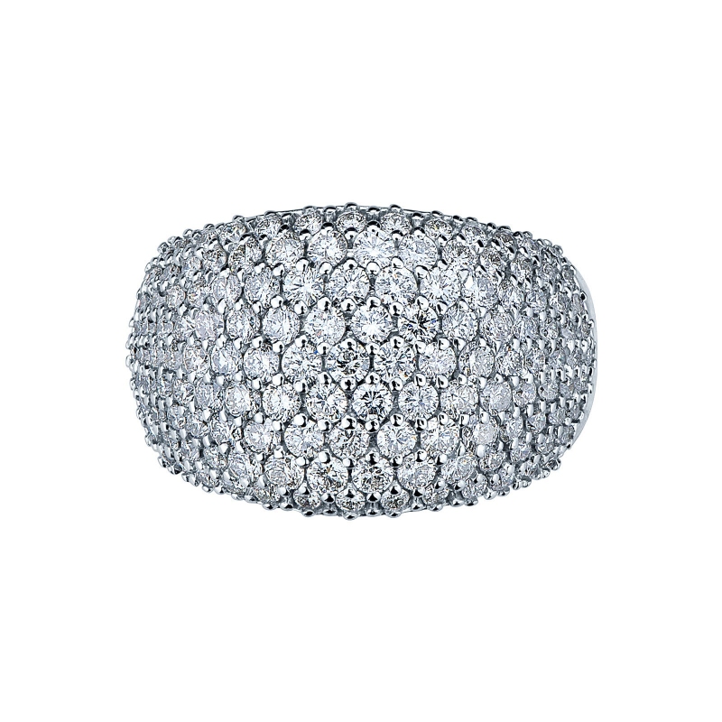 18k white gold band ring with diamonds pavé