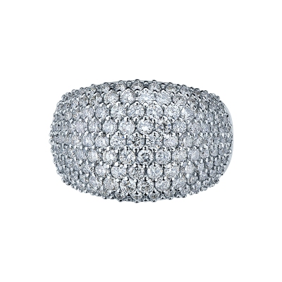 18k white gold band ring with diamonds pavé