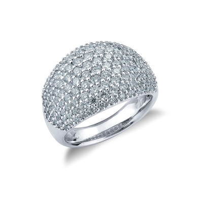 18k white gold band ring with diamonds pavé