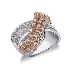 Band ring in white and rosé gold 18k with diamonds 