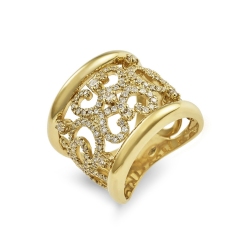 18k yellow gold band ring with diamonds 