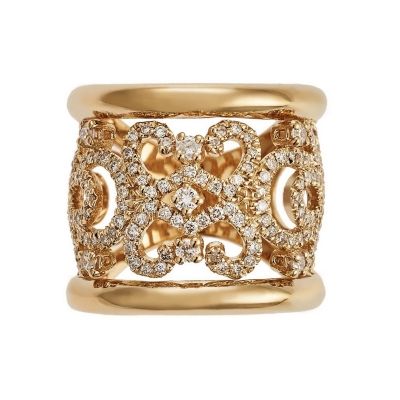 18k rosé gold band ring with diamonds