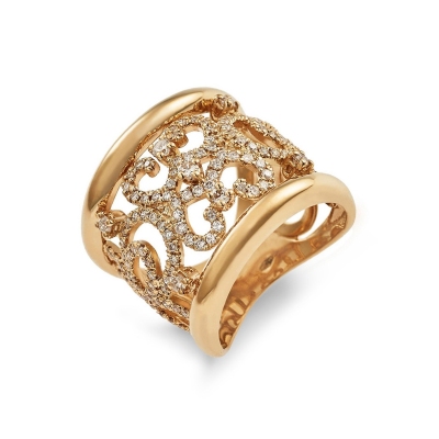 18k rosé gold band ring with diamonds