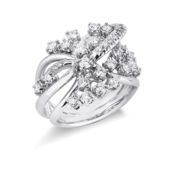 Big band ring in white gold 18k with diamonds 