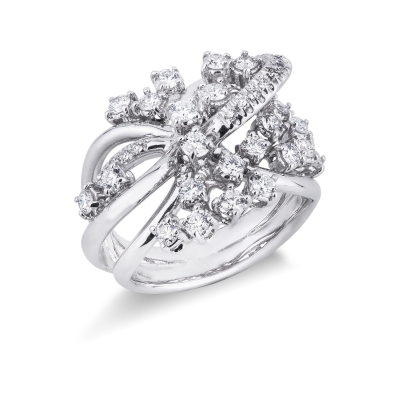 Big band ring in white gold 18k with diamonds 