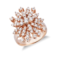 Anello design in oro rosa 18k con diamanti