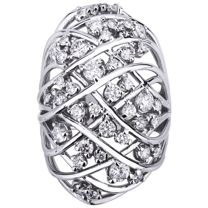 18k white gold band diamond ring 