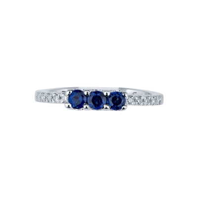 White gold 18k trilogy with blue sapphires and diamonds 