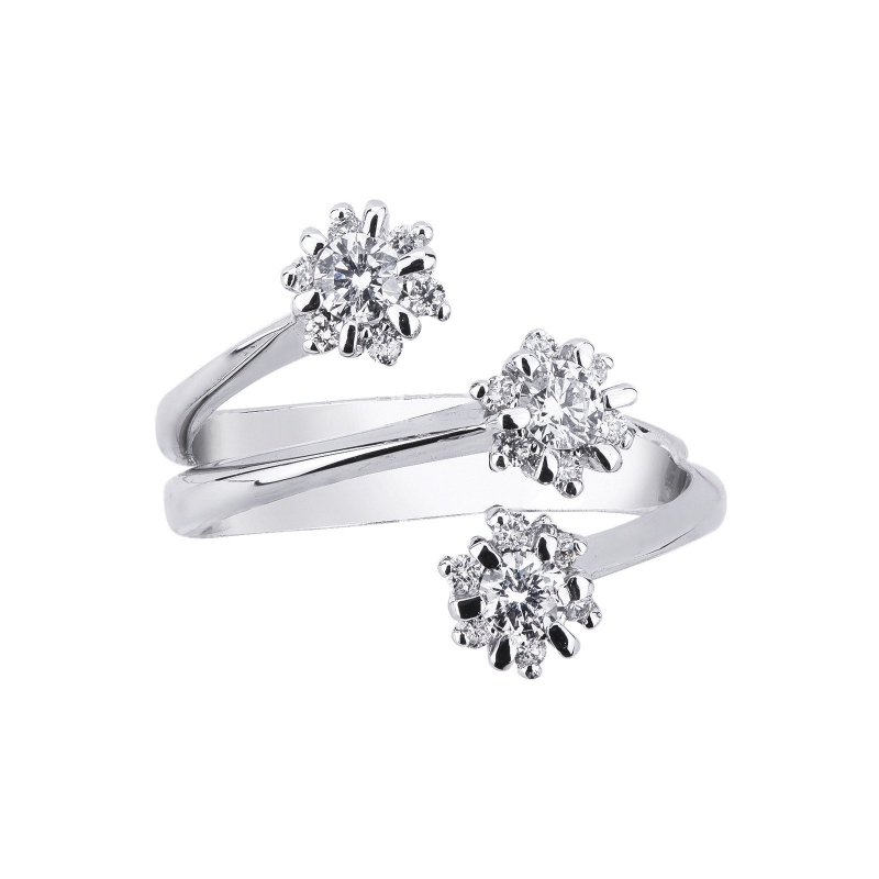 White gold 18k flower diamond trilogy 