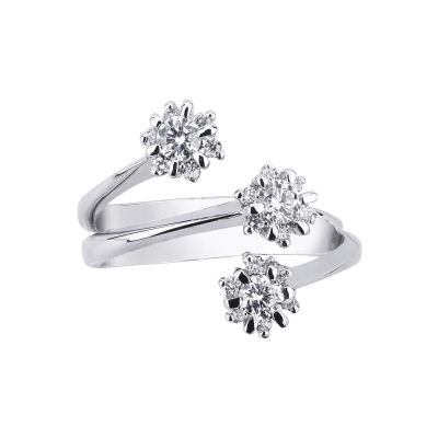 White gold 18k flower diamond trilogy 