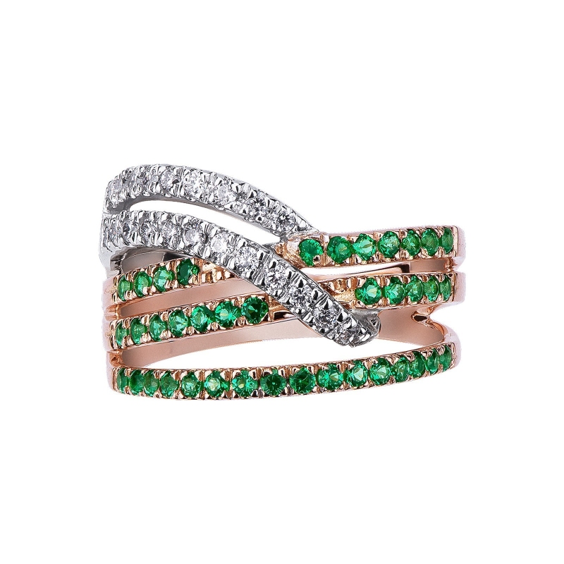 18k rosé and white gold with emeralds and diamonds 