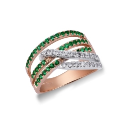 18k rosé and white gold with emeralds and diamonds 