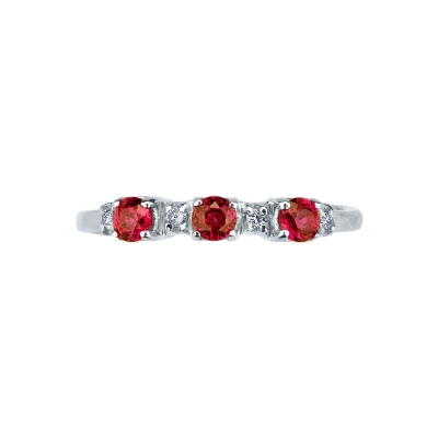 Trilogy ring white gold 18k with rubies and diamonds 