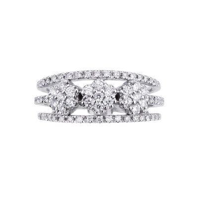 18k white gold ring with diamonds flowers 