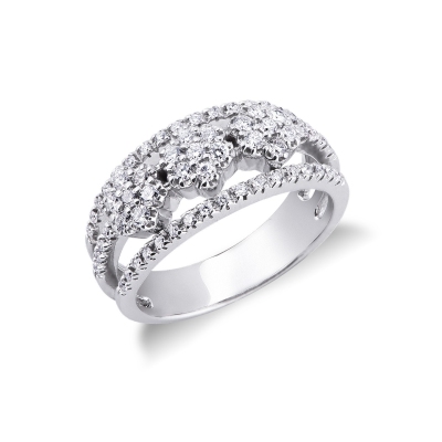 18k white gold ring with diamonds flowers 