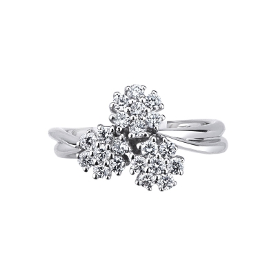 18k white gold ring with diamonds flowers 