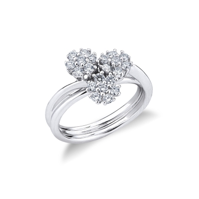 18k white gold ring with diamonds flowers 