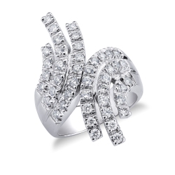 18k white gold band ring with diamonds waves 