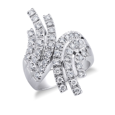 18k white gold band ring with diamonds waves 